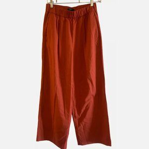 Ann Taylor Women's Small Petite Rust Red Cropped Wide Leg Pull On Pant 26 Waist